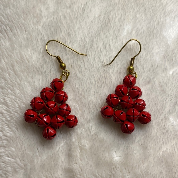 Jingle bell Christmas tree earrings - Picture 2 of 4